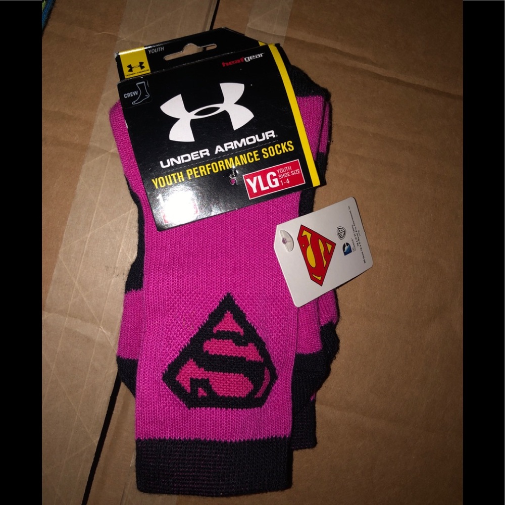 New Under Armour Youth boy Superman logo socks